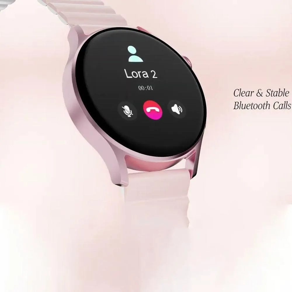kieslect Lora 2 Smart Watch Gold Aluminum Case With Khaki x Mint Strap & Extra Pink Strap