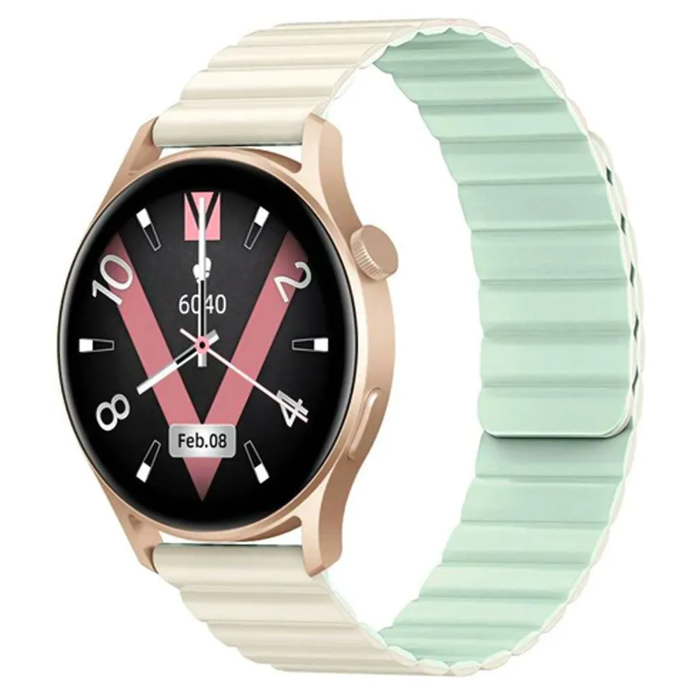 kieslect Lora 2 Smart Watch Gold Aluminum Case With Khaki x Mint Strap & Extra Pink Strap
