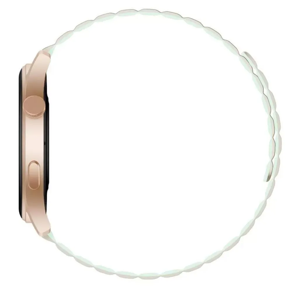 kieslect Lora 2 Smart Watch Gold Aluminum Case With Khaki x Mint Strap & Extra Pink Strap