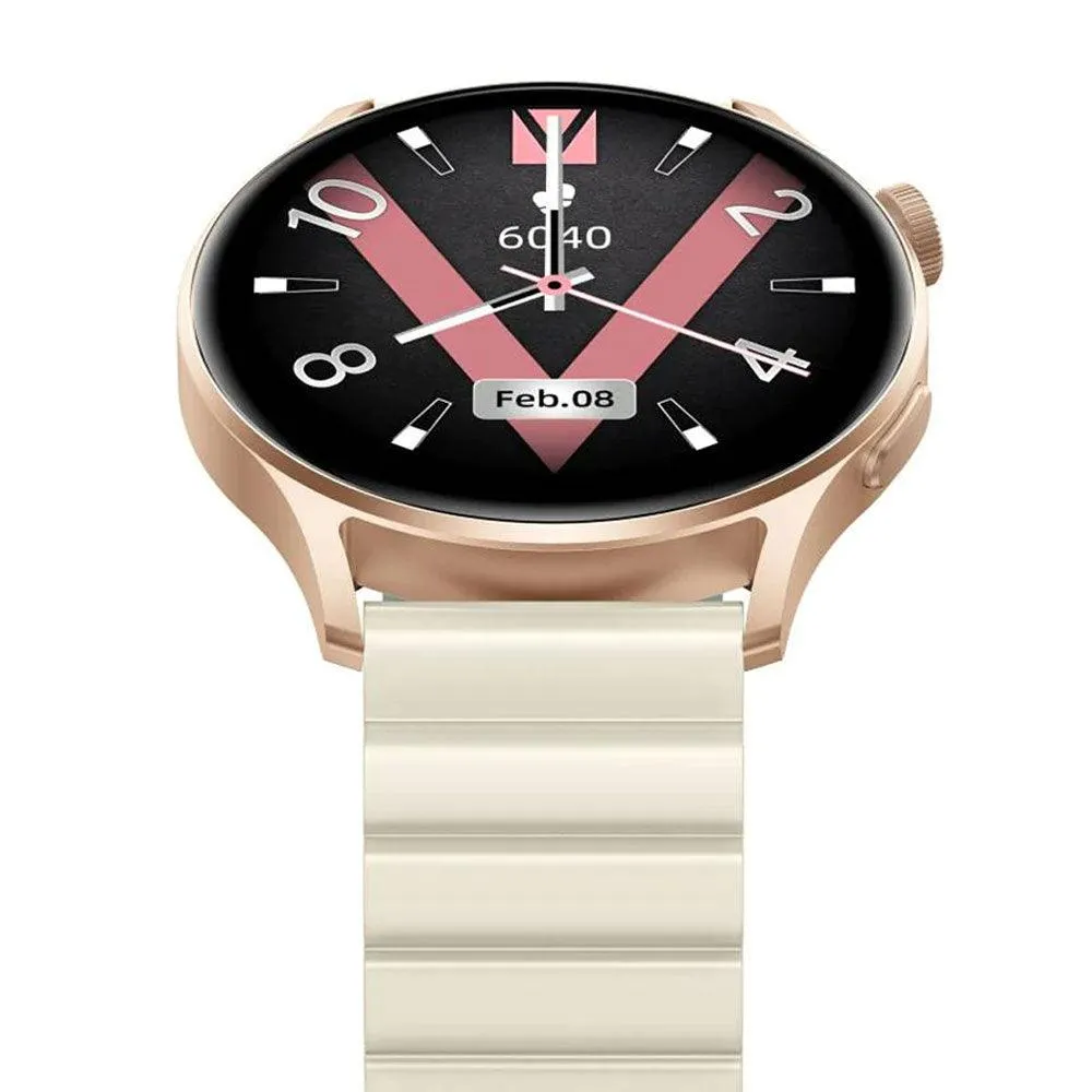 kieslect Lora 2 Smart Watch Gold Aluminum Case With Khaki x Mint Strap & Extra Pink Strap