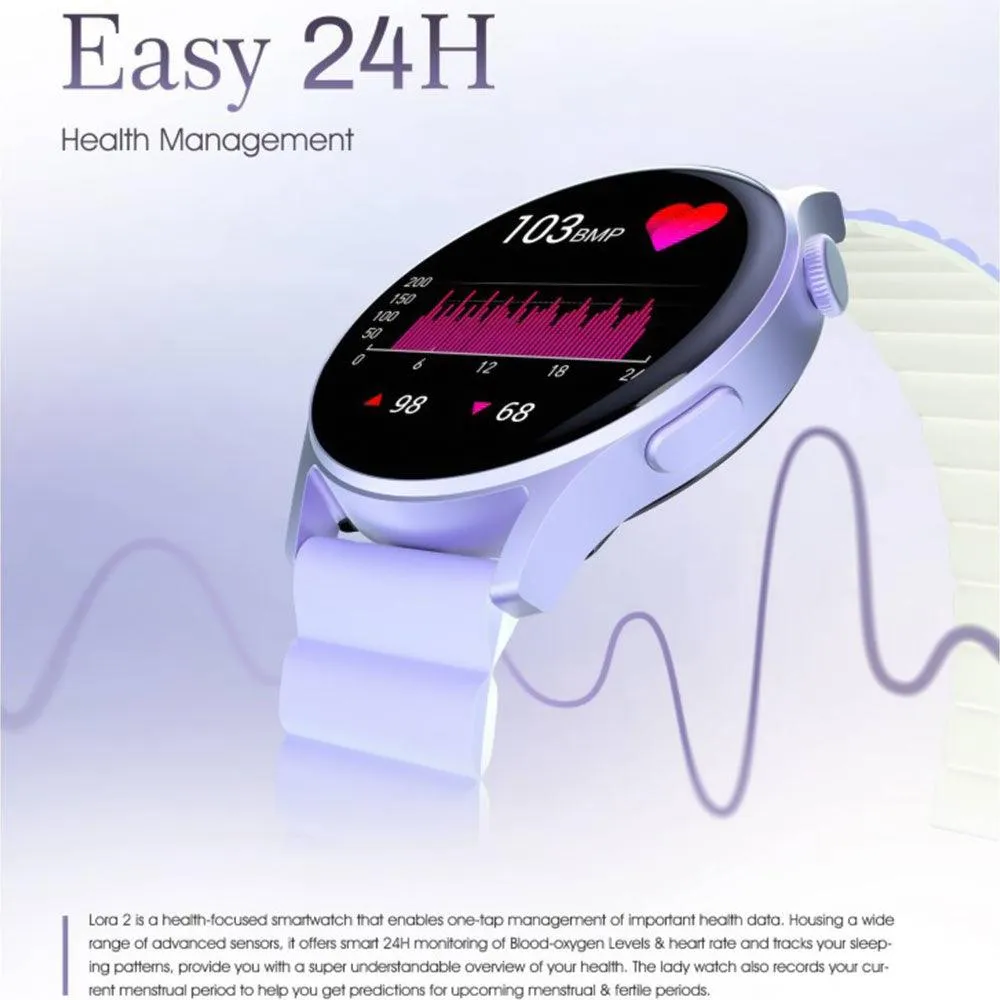 kieslect Lora 2 Smart Watch Gold Aluminum Case With Khaki x Mint Strap & Extra Pink Strap