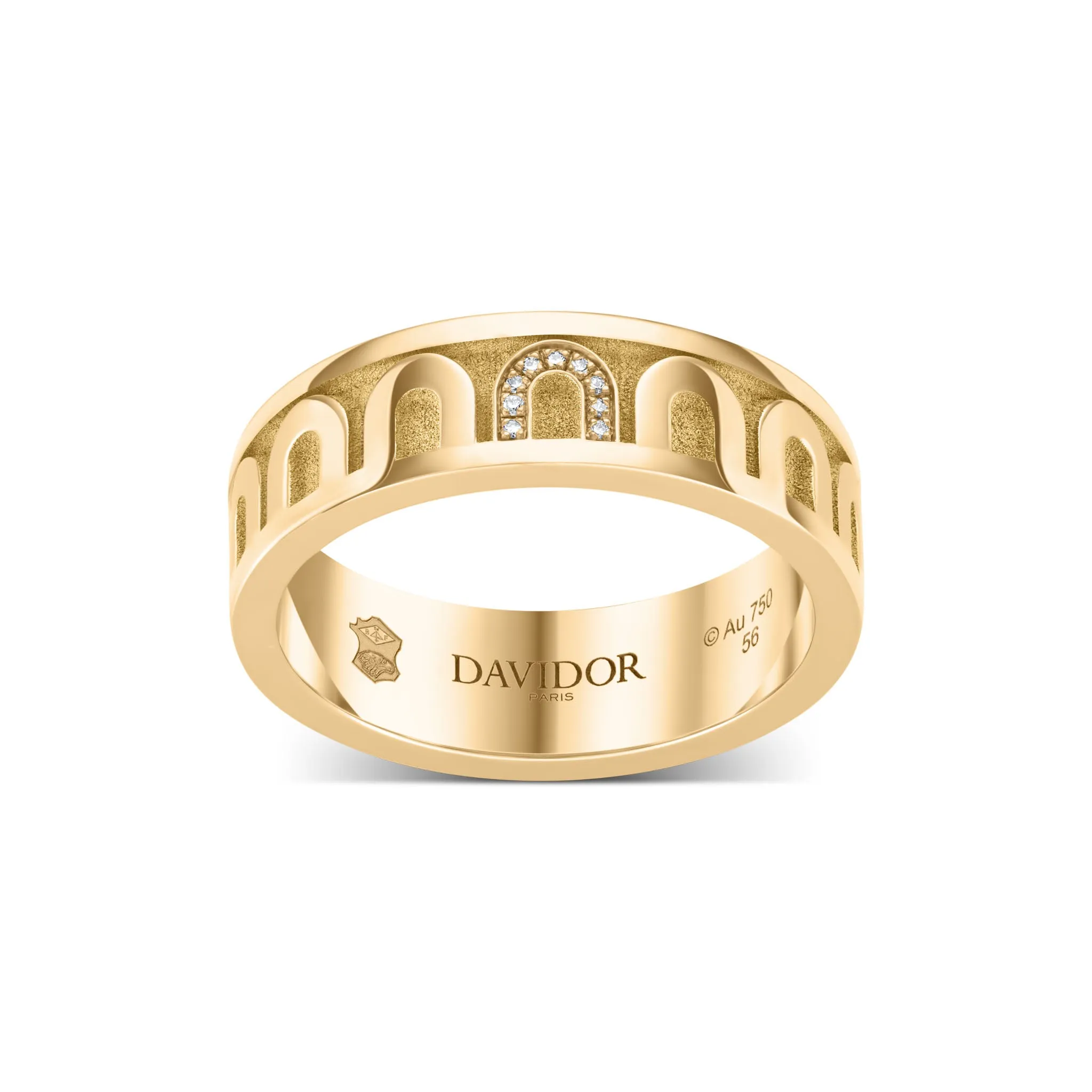 L’Arc de DAVIDOR Ring MM, 18k Yellow Gold with Satin Finish and Porta Simple Diamonds