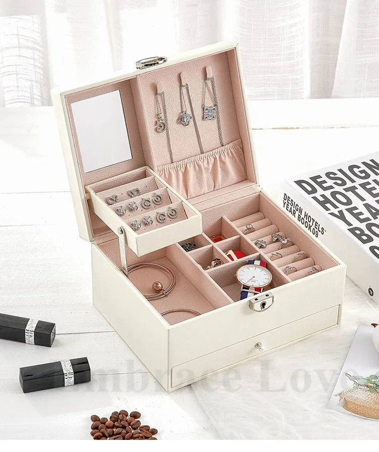 Large Space PU Leather Jewelry Box