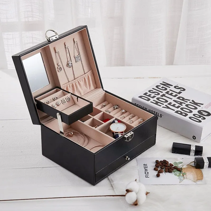 Large Space PU Leather Jewelry Box
