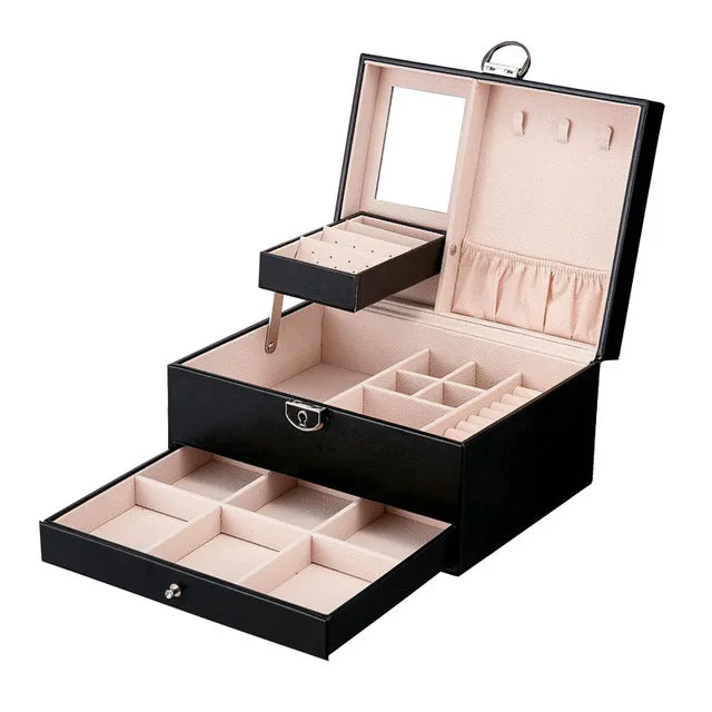 Large Space PU Leather Jewelry Box