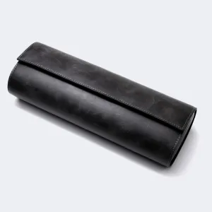 Leather Travel Watch Case - Coal - Quad Watch Roll