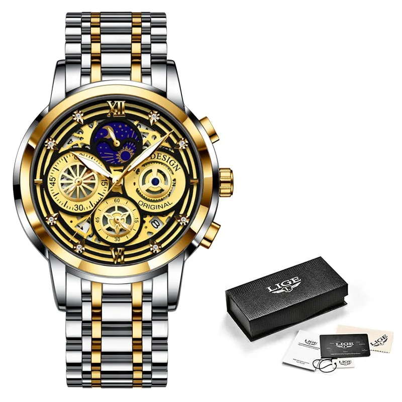 LIGE Gold Silver Black White 6 Combination Options Women Watches Ladies Creative Multiple Dial and Displays Watches Waterproof