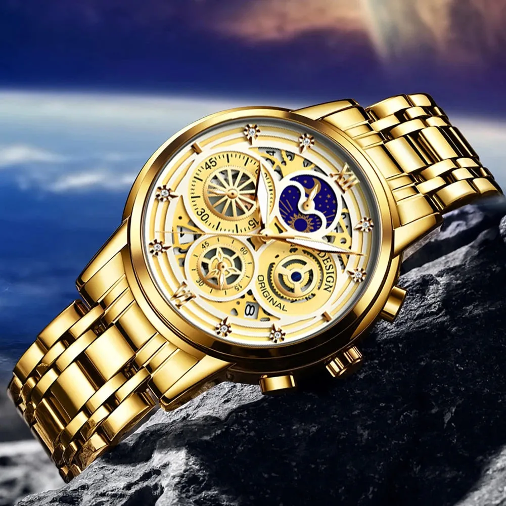 LIGE Gold Silver Black White 6 Combination Options Women Watches Ladies Creative Multiple Dial and Displays Watches Waterproof