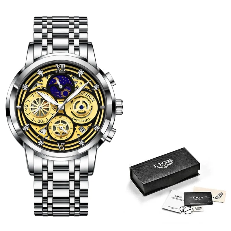 LIGE Gold Silver Black White 6 Combination Options Women Watches Ladies Creative Multiple Dial and Displays Watches Waterproof