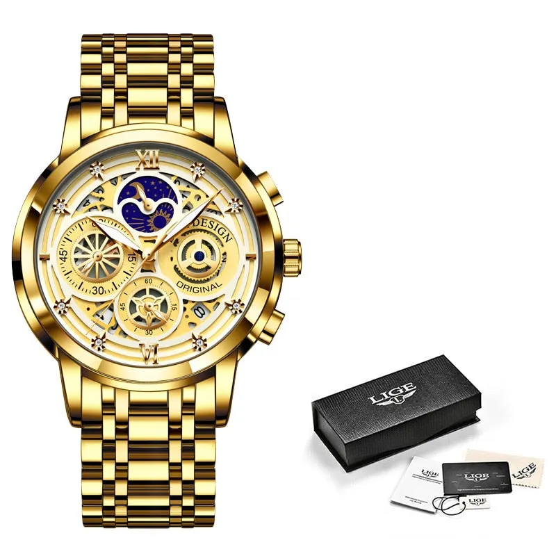 LIGE Gold Silver Black White 6 Combination Options Women Watches Ladies Creative Multiple Dial and Displays Watches Waterproof