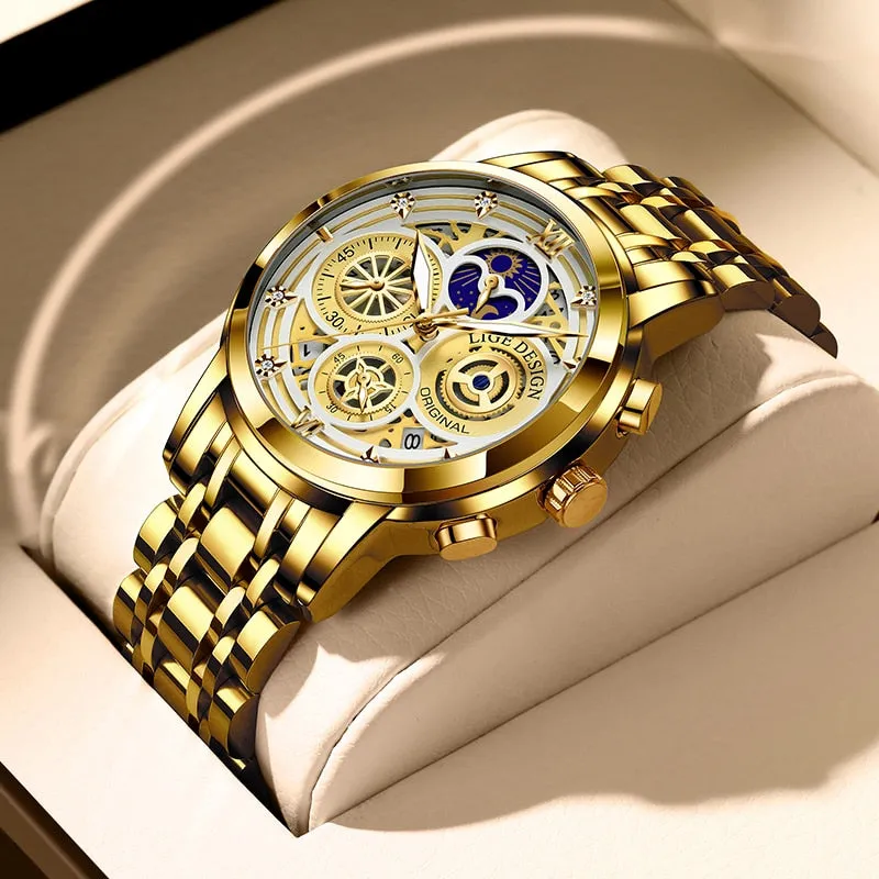 LIGE Gold Silver Black White 6 Combination Options Women Watches Ladies Creative Multiple Dial and Displays Watches Waterproof