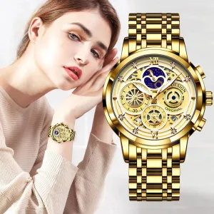 LIGE Gold Silver Black White 6 Combination Options Women Watches Ladies Creative Multiple Dial and Displays Watches Waterproof