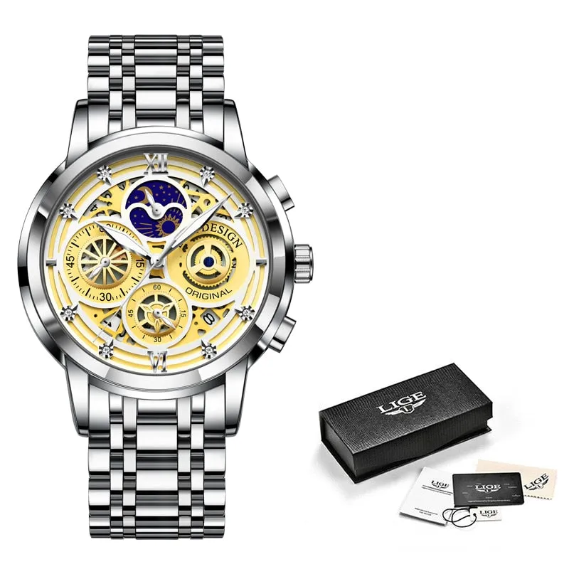LIGE Gold Silver Black White 6 Combination Options Women Watches Ladies Creative Multiple Dial and Displays Watches Waterproof