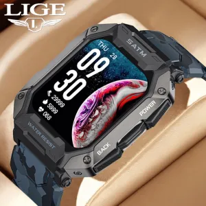 LIGE New Smart Watch For Men Bluetooth Full Touch Screen 5ATM Waterproof Watches Sports Fitness Smartwatch Man Relogio Masculino