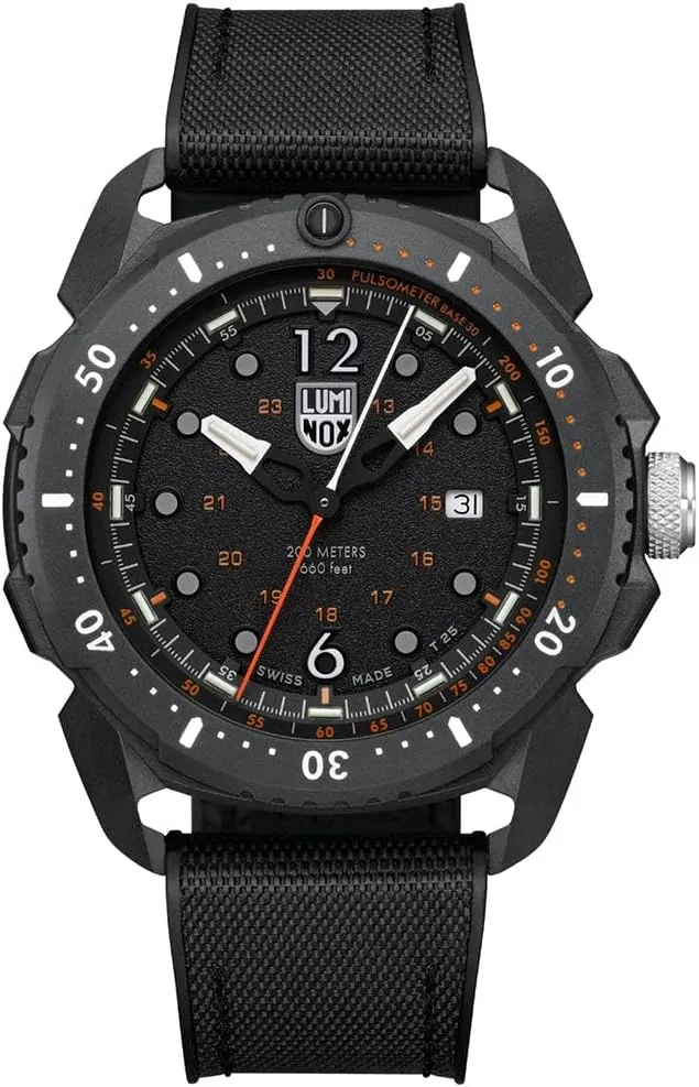 Luminox - ICE-SAR Arctic Outdoor Adventure - Mens Watch 46mm - Black w/Orange Accents Dial Rubber Strap Watch - Sapphire Glass - Mens Watches - Made in Switzerland