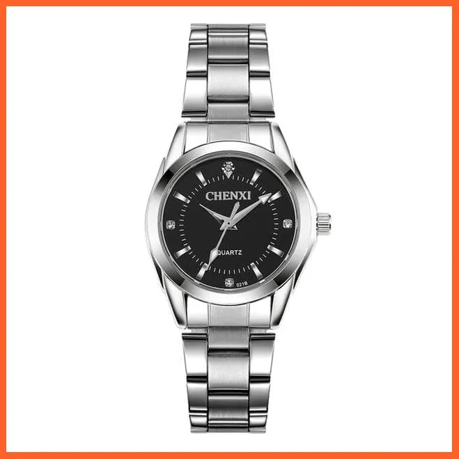 Luxury Brand Fashion Watches  | Women Rhinestone Stainless Steel Quartz Slim Wristwatches