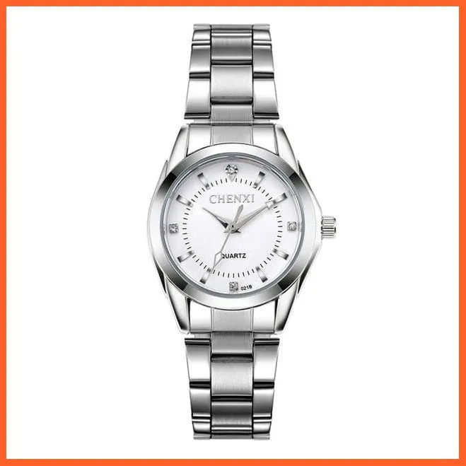 Luxury Brand Fashion Watches  | Women Rhinestone Stainless Steel Quartz Slim Wristwatches