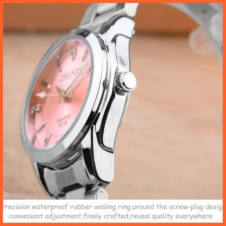 Luxury Brand Fashion Watches  | Women Rhinestone Stainless Steel Quartz Slim Wristwatches