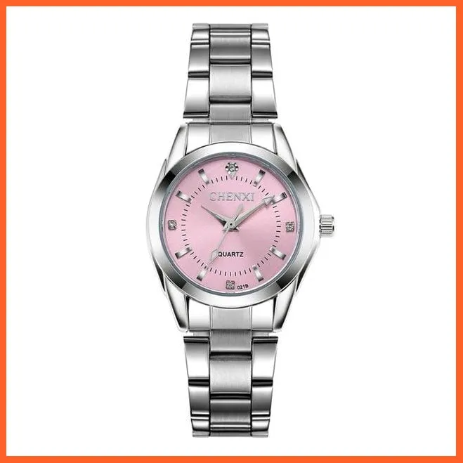Luxury Brand Fashion Watches  | Women Rhinestone Stainless Steel Quartz Slim Wristwatches