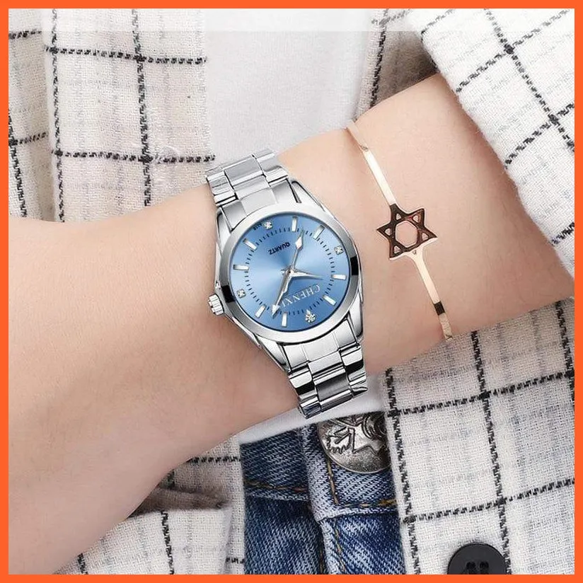 Luxury Brand Fashion Watches  | Women Rhinestone Stainless Steel Quartz Slim Wristwatches