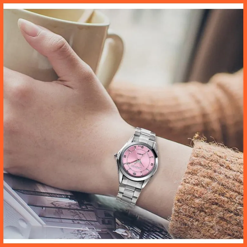 Luxury Brand Fashion Watches  | Women Rhinestone Stainless Steel Quartz Slim Wristwatches