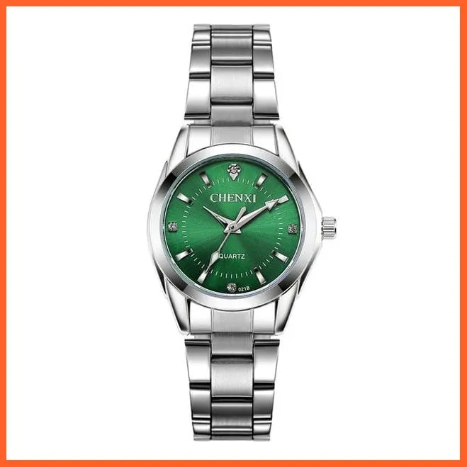 Luxury Brand Fashion Watches  | Women Rhinestone Stainless Steel Quartz Slim Wristwatches