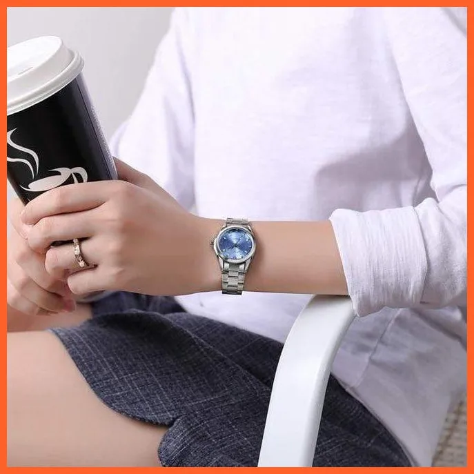 Luxury Brand Fashion Watches  | Women Rhinestone Stainless Steel Quartz Slim Wristwatches