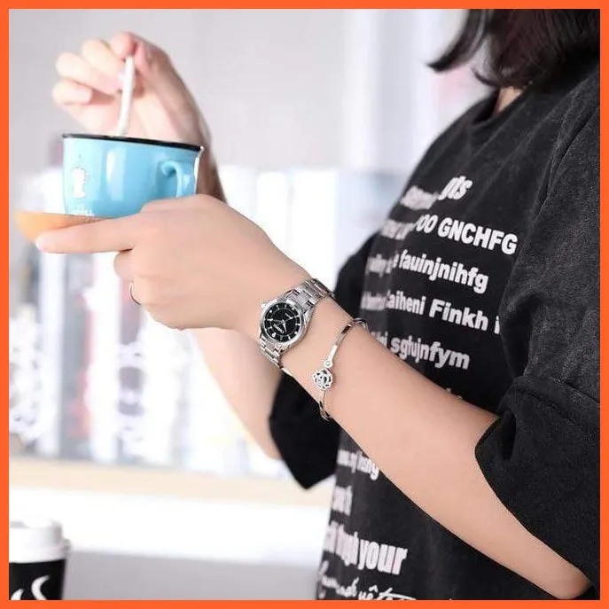 Luxury Brand Fashion Watches  | Women Rhinestone Stainless Steel Quartz Slim Wristwatches