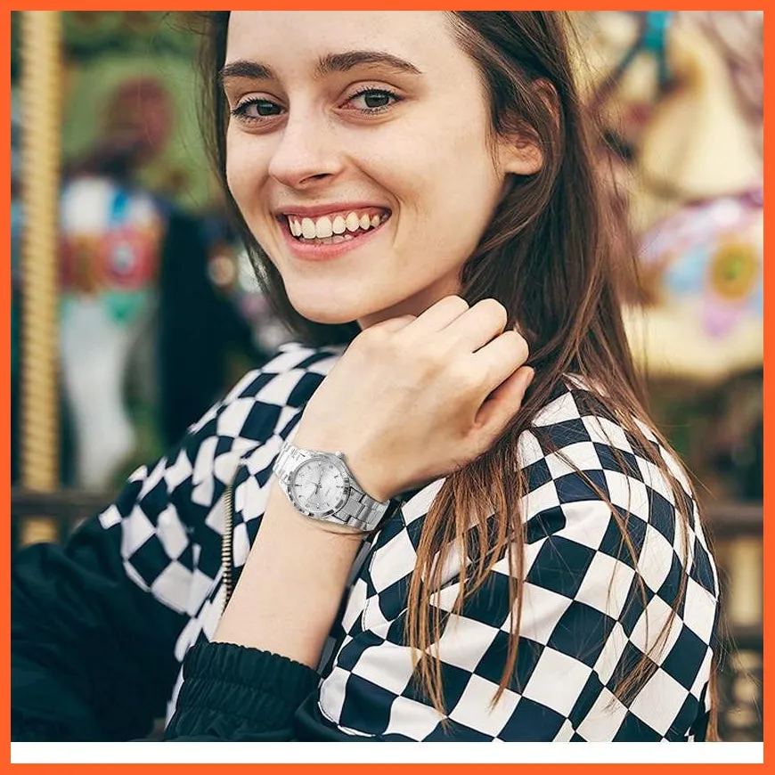 Luxury Brand Fashion Watches  | Women Rhinestone Stainless Steel Quartz Slim Wristwatches