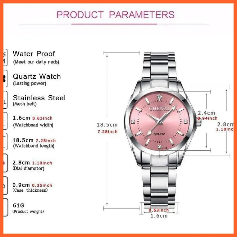 Luxury Brand Fashion Watches  | Women Rhinestone Stainless Steel Quartz Slim Wristwatches