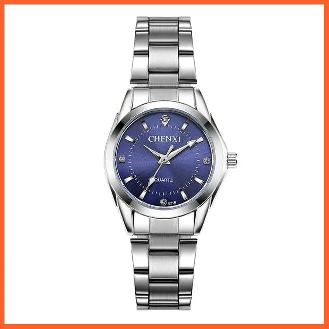 Luxury Brand Fashion Watches  | Women Rhinestone Stainless Steel Quartz Slim Wristwatches