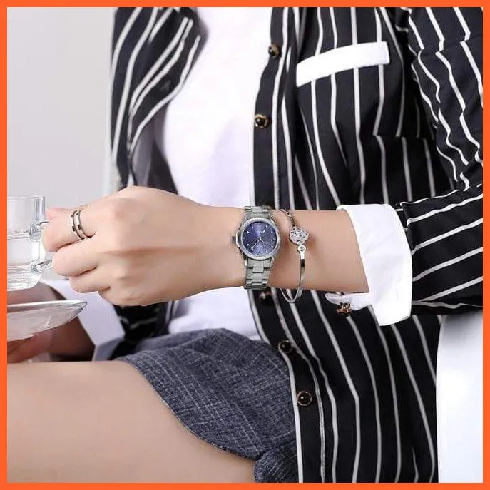 Luxury Brand Fashion Watches  | Women Rhinestone Stainless Steel Quartz Slim Wristwatches