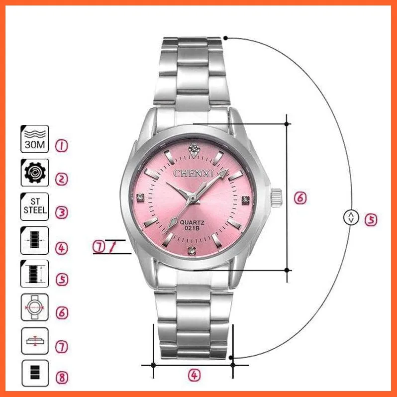 Luxury Brand Fashion Watches  | Women Rhinestone Stainless Steel Quartz Slim Wristwatches