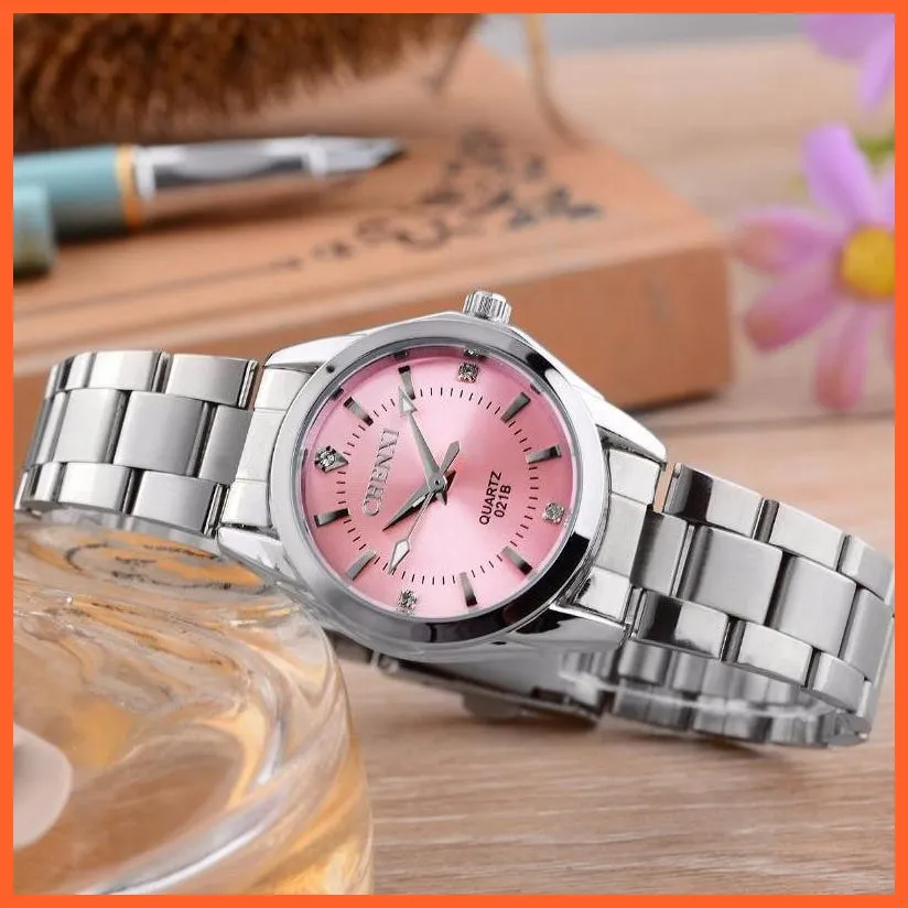 Luxury Brand Fashion Watches  | Women Rhinestone Stainless Steel Quartz Slim Wristwatches