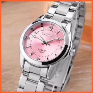 Luxury Brand Fashion Watches  | Women Rhinestone Stainless Steel Quartz Slim Wristwatches