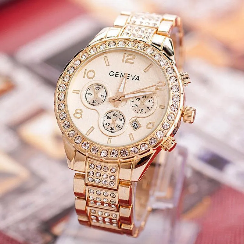 Luxury Women Stainless Steel Watch Ladies Crystal Quartz Analog Bracelet Watches