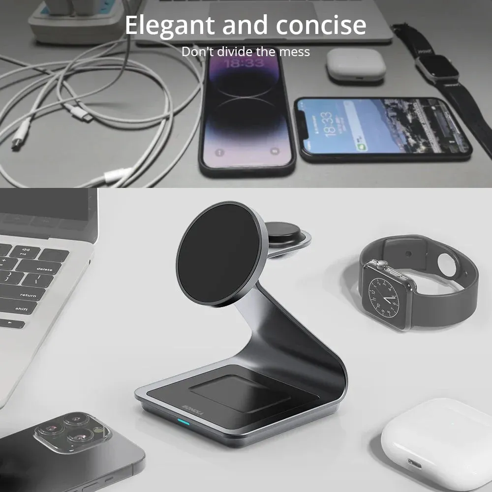 Magnetic 3 in 1 Wireless Charger for iPhones and Apple Watch