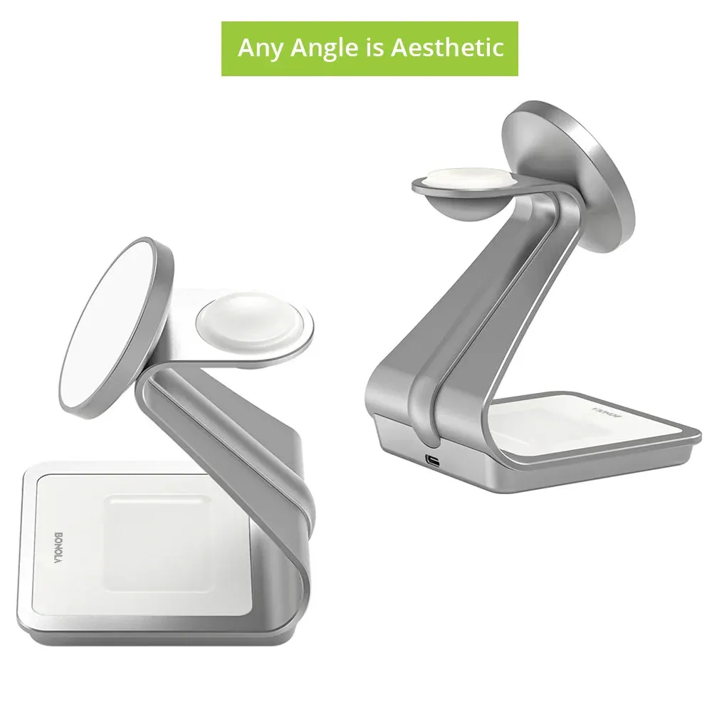 Magnetic 3 in 1 Wireless Charger for iPhones and Apple Watch