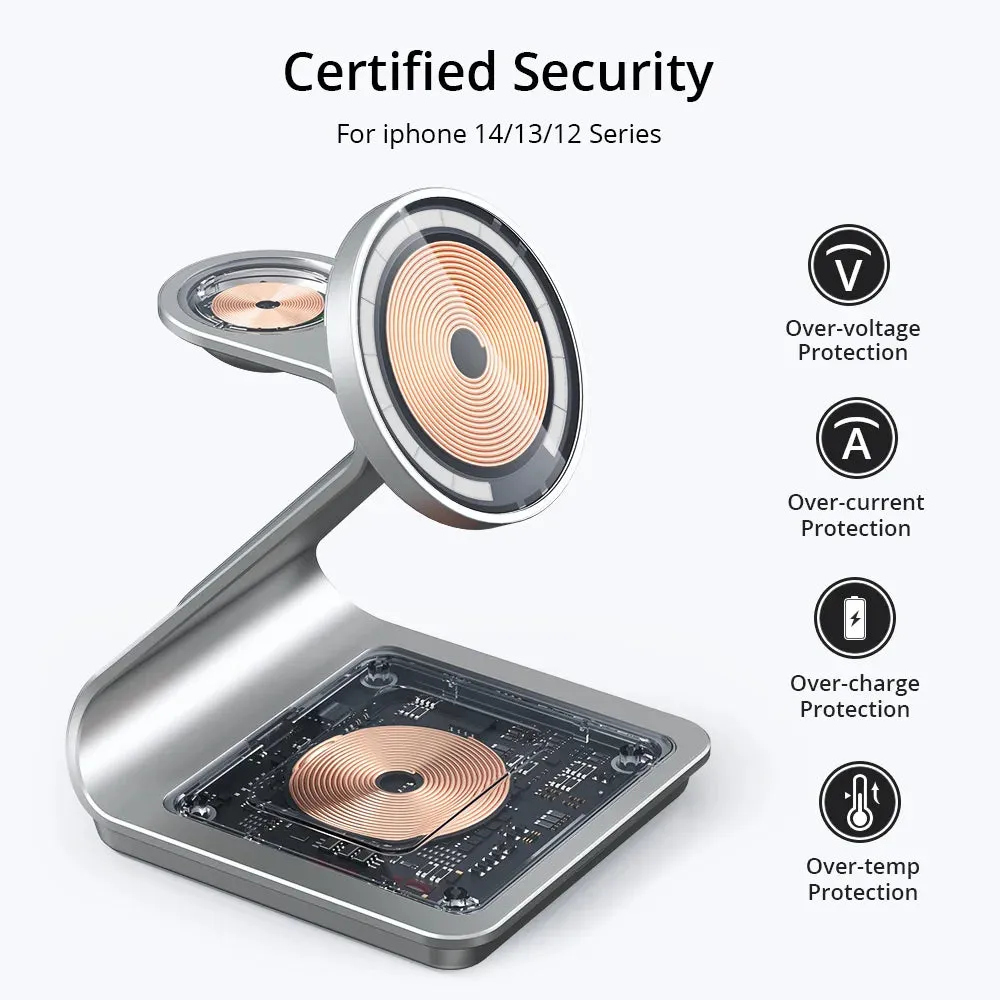 Magnetic 3 in 1 Wireless Charger for iPhones and Apple Watch