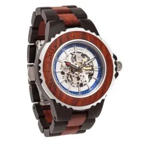 Men's Genuine Automatic Rose Ebony Wooden Watches No Battery Needed