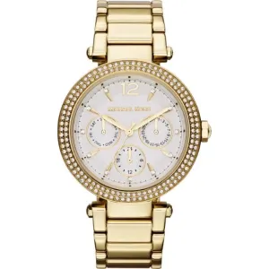 Michael Kors Parker Gold Stainless Steel White Dial Chronograph Quartz Watch for Ladies - MK-5780