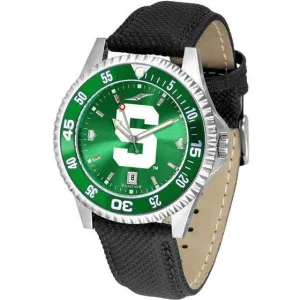 Michigan State Spartans Mens Competitor Ano Poly/Leather Band Watch w/ Colored Bezel