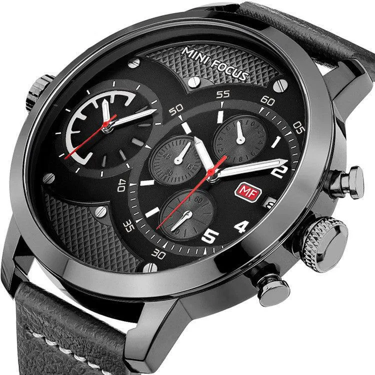 Mini Focus Double movement waterproof men's watch 12/24Hour Display  MF0030G