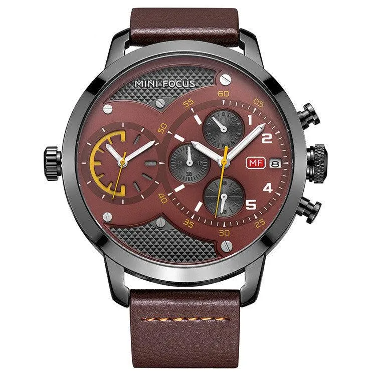 Mini Focus Double movement waterproof men's watch 12/24Hour Display  MF0030G