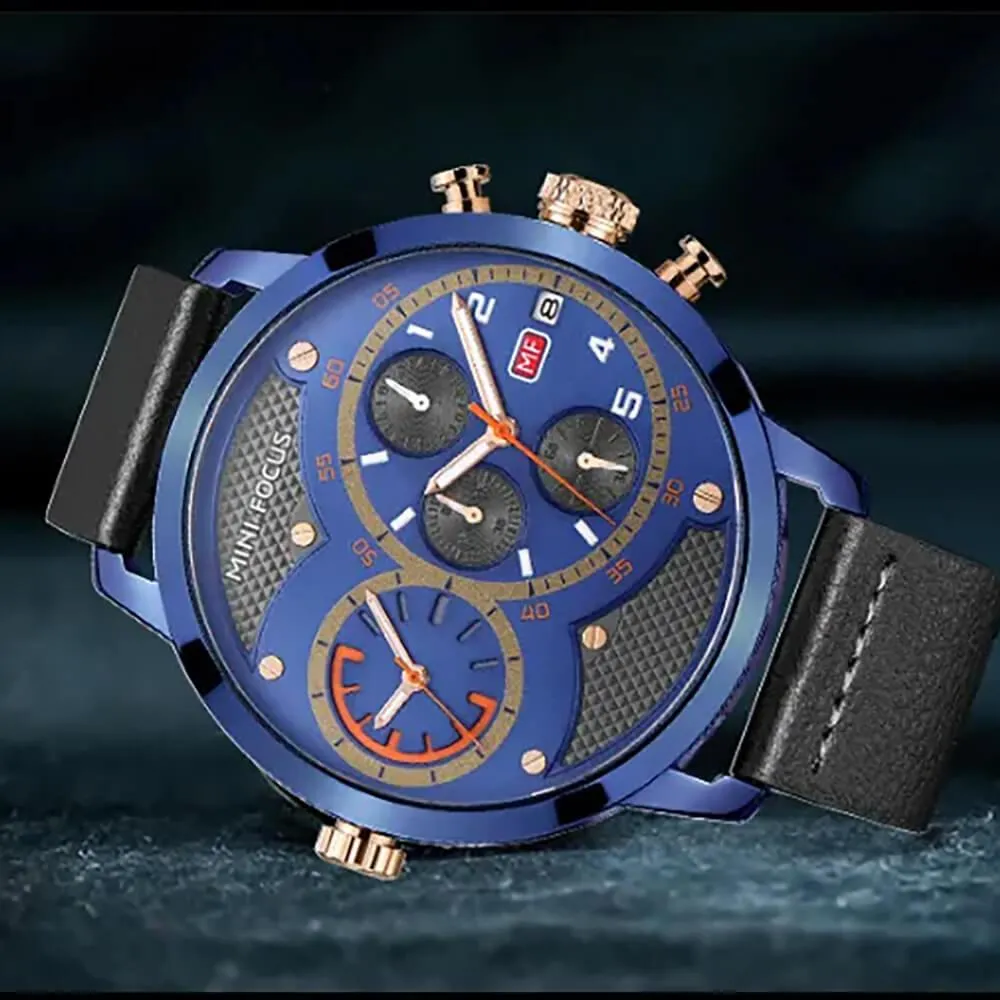 Mini Focus Double movement waterproof men's watch 12/24Hour Display  MF0030G
