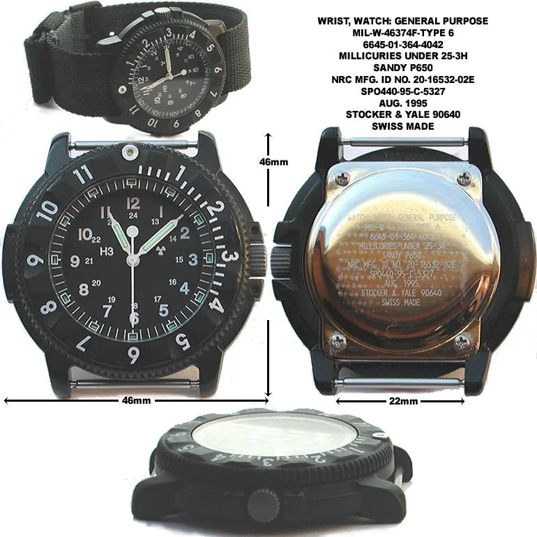 MWC P656 2023 Model PVD Titanium Tactical Series Watch with GTLS Tritium and Ten Year Battery Life (Non Date Version)