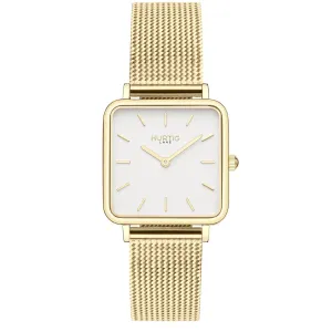 Neliö Square Stainless Steel Watch Gold, White & Gold