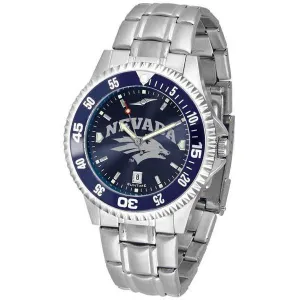Nevada Wolfpack Mens Competitor AnoChrome Steel Band Watch w/ Colored Bezel