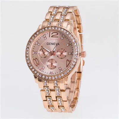 New Fashion Luxury Watch Women Golden Steel Rhinestone Quartz Watch High Quality Elegant Banquet Women Clock Ladies Wristwatch