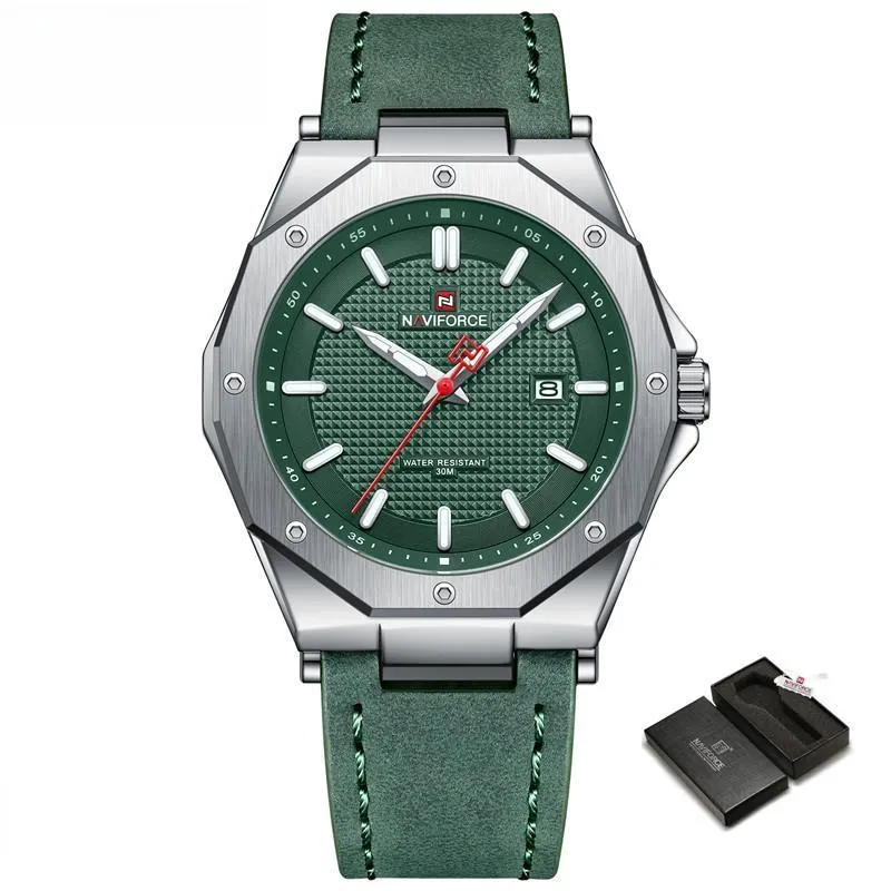 New Quartz Watch for Men Leather Strap Luxury Waterproof Sports Wristwatch